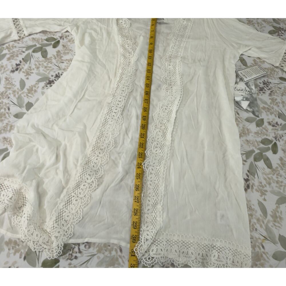 Crave Fame by Almost Famous Cream Lace Kimono Jacket Bell Sleeve Size L NWT - Picture 8 of 11